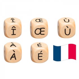 Buchstabenwürfel, 10 mm in Natur auf Französisch