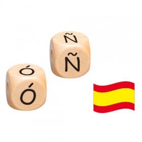 Buchstabenwürfel, 10 mm in Natur auf Spanisch