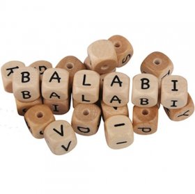 Letter cubes, 10 mm in naturual