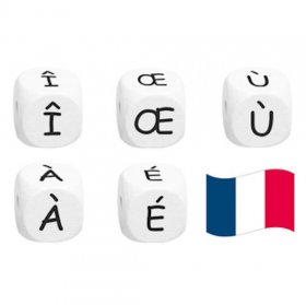 Buchstabenwürfel, 10 mm in Weiß auf Französisch