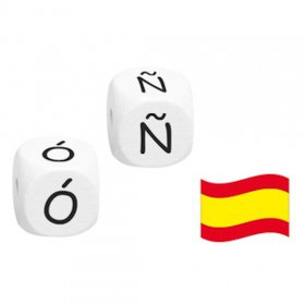 Buchstabenwürfel, 10 mm in Weiß auf Spanisch