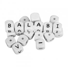 Letter cubes, 10 mm in white