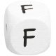 Buchstabenwürfel, 10 mm in Weiß : F