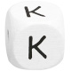 Buchstabenwürfel, 10 mm in Weiß : K
