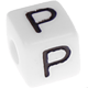 1 Stück: Kunststoff-Buchstabenwürfel, 10 mm in Weiß : P