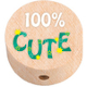Motif bead "100% cute" : Natural