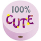 Motif bead "100% cute" : Pastel pink
