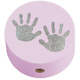Motivperle Babyhände mit Glitzerfolie : Rosa