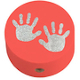 Motivperle Babyhände mit Glitzerfolie : Rot