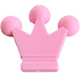 Silicone motif bead big crown : Baby pink