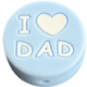 Silicone motif bead "I love DAD" : baby blue