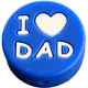 Silicone motif bead "I love DAD" : Dark blue