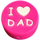 Silicone motif bead "I love DAD" : Fuchsia