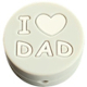 Silicone motif bead "I love DAD" : Light grey