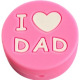 Silicone motif bead "I love DAD" : Pink