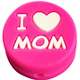 Silikon-Motivperle "I love MOM" : Dunkelpink