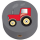 Motivperle Traktor : Grau - Rot