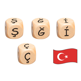 Buchstabenwürfel, 10 mm in Natur auf Türkisch